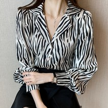 지브라 긴팔 셔츠 여소중 봄 빈티지 홍콩 스타일 코디 상의