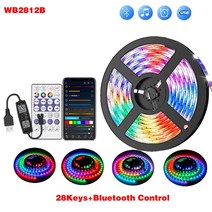 RGBIC LED 스트립 조명 WS2812B 라이트 테이프 5050SMD 스마트 블루투스 적외선 TV 룸 럭스 빛나는 장식 Fi, [02] 28Keys app control, [07] 20m