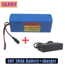 36V 10S3P 20Ah 500W 대용량 42V 18650 리튬 배터리 팩 20000m전기 자전거 자전거 스쿠터 BMS+충전기, 01 파란