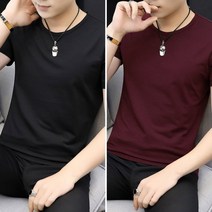 모달 코튼 남성 반팔 티셔츠 여름 라운드넥 솔리드 컬러 슬림 반팔 티셔츠