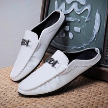 안안씬 남성 가죽 블로퍼 슬리퍼 구두 명품 스타일