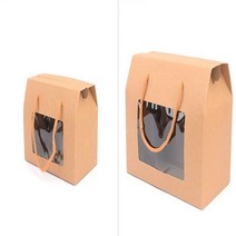 크라프트지 선물 포장 종이 박스 가방 쇼핑백 투명 창 돌잔치 답례품 손잡이, 기본, 중