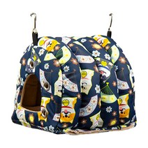 QDY 따뜻한 새집 앵무새둥지 겨울용 새둥지 보온새집 면패드 포함 외부 장착 가능한 풀사이즈 둥지, 대형, 다크블루