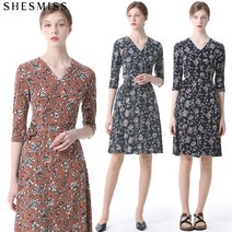 쉬즈미스 [쉬즈미스] 극강날씬핏 플라워 프린트 랩 원피스