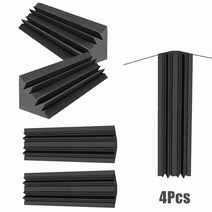 방음재 소음방지 어쿠스틱 잔향 보드 긴 베이스 트랩 벽 코너 사운드 처리 스폰지 스튜디오 폼 내화 4.7x4., 01 Black_01 4Pcs