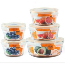 글라스락 원형 원도어포켓 6종 유리 밀폐용기 유리반찬통 전자레인지용기, 원형 3호