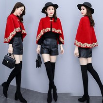 봄가을 겨울 폴라 풀오버 롱 숄 가오리 망토 니트 풀오버 망토