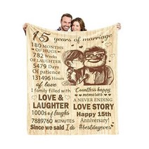 15주년 기념 담요 선물 - 15번째 크리스탈 결혼 기념일 선물 남편이 주는 아내를 위한 커플 선물 아빠 엄마 부모 그녀를 15년 152 4 x 127cm(60 50인치), 15세._60 50