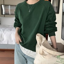 네모엔룩 여성용 쭈리맨투맨 루즈핏 절개 라인 시보리 라운드넥 면 맨투맨 티셔츠 NL