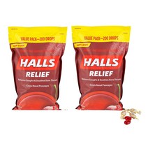 Halls 호올스 기침억제 기침저하 캔디 홀스사탕 200알 2팩 체리맛, 1개