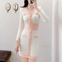 작은 향기 스타일 v 넥 니트 드레스 원피스