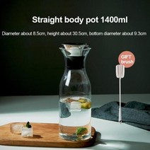 1/1/1 l 높은 붕 규산염 유리 차가운 뜨거운 주전자 물병 용기 병 레스토랑 홈 레몬 주스 차 우유, 1.4L straight