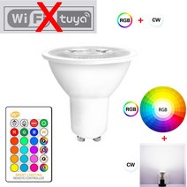 스마트전구 LED IOT Tuya-Smart Life GU10 Led 스포트라이트 전구 8W RGB 110v 220v 밝기 조절 가능, 03 Bulb Light x 4, 03 Remote RGBW No Smart