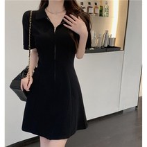 잇츠스타일 여성 빅사이즈 카라넥 슬림핏 글램핏 반팔 피케 미니원피스