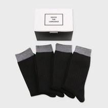 아트박스/삭스더랭귀지 남성 솔리드 정장양말 (블랙4SET)