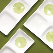 한국도자기 라임 2칸 3칸 4칸 사각 나눔접시, 1p, 3칸접시