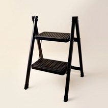 핫버튼 튼튼한 접이식 스텝 스툴 사다리, 2단, 블랙, 블랙