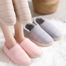 따뜻한 털 슬리퍼 발목 패딩 겨울 거실화, 그레이