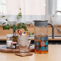 세척이 편리한 샘나 내열유리물병 냉장고물병 1.1리터 1.4리터, 블랙 물병, 1400ml