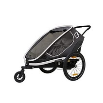 Hamax 하맥스 아웃백 2인승 리클라이닝 멀티 스포츠 자전거 트레일러 유모차 조거 휠 별도 판매, Grey/Black Hamax