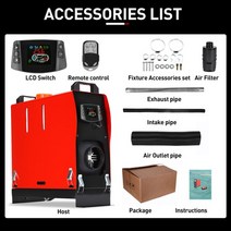 무시동 히터 캠핑 차량용 온풍기 겨울캠핑 hcalory car heater 8kw 12v all in one air 디젤, 블랙 LCD 레드