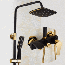 준앤코 골드 화이트/블랙 해바라기 샤워기 욕실 샤워 수전 레인샤워 Stainless Bathroom Shower Faucet Rainshower, BRS02B(블랙)