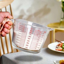 정확한 눈금 계량 계산 투명 강화유리 컵 350ml 쿠킹, 색상 유리
