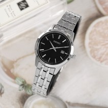 세이코 여성 블랙 아날로그 메탈 시계 SUR409P1