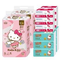 헬로키티 큐티 화장지60롤+팝업티슈6팩+키친타올6팩 롤화장지, 1세트, 14팩