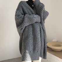 롱 2컬러 가디건 꽈배기 카디건 로브 LK506 루즈핏 와이드