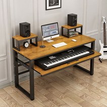 나혼산 작곡 편곡 테이블 작업대 미디테이블 건반 스튜디오 녹음 데스크 녹음식 게이밍 제작 튜닝, 180 블랙 프레임 + 오크 컬러 피아노 홀더 길이 1