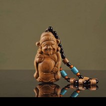 목제 펜던트 복의 신 천연 녹단 나무 중국 재신 입상 장사 번성 입신 출세의 신 사무실이나 점포 가정에 필수의 풍수 아이템 사기를 꾸미고 금운 상승 고급 천연 목조 목제 불상 소형 [행복의 신] 불교도교 미술품 (높이 80mm×건 45mm×안길이 20mm)