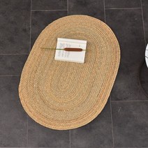 라탄 러그 거실 장식 카페트 여름 라운드 카페 침실, 01 크기선택, 07 타원형 세가닥 땋기 세모 1