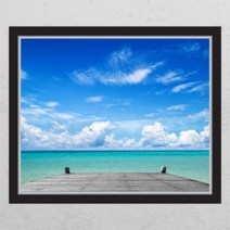 꾸밈 cg102-에메랄드빛바닷가창문그림액자 시트지, D타입-엘레강스실버