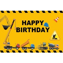 포토죤 포토존 만들기 설치 포토월 파티 생일 배경 건설 영역 굴삭기 트럭 크레인 빌더, 얇은 비닐 300x180cm, 하늘색