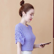 레이스 패치워크 반팔티 0여름옷 스윗 쉬폰 t셔츠 여성 와이드 루즈핏 슬림핏 뱃살커버 상의 505397598