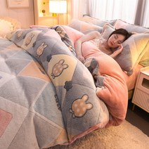 SKANDSALO 겨울 극세사 양면 플란넬 이불커버 싱글 더블 퀸, N