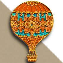 multilayer air balloon vector model home decor wall art dwg dxf svg ai eps file for laser cutter, sp268-0052