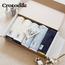크로커다일 워너비 호텔수건 선물세트 200g 코마사 40수, MIX(아이보리2+네이비1+스카이블루2), 5장 세트
