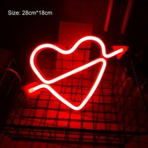 KUUPLE LED 네온 사인 Love Signs Light 웨딩 파티 키즈 룸 거실 바 펍 호텔 Xmas 선물용 벽 장식 조명, Cupid - Red