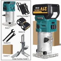 루터기 목재 재단기 루타 공구 목공 라우터 도구 밀링 커터 마끼다 호환 배터리용 무선 전기 트리머 공작 기계, US 2 Battery