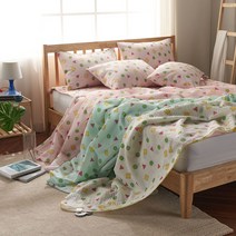 짱구 알러지케어 시어서커 리플 여름 홑이불 세트, 핑크