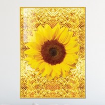 아트블루 해바라기 꽃만 한송이 그림 풍수 인테리어 액자 개업 집들이 선물, 4_해바라기 큰꽃만A_금조각배경