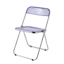 인테리어 투명 의자 아크릴 까페 접이식 의자, 실버 엣지 + 퍼플 블루