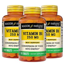비타민B MASON NATURAL Vitamin B-1 Thiamine Tablets 250 Mg 100-Count Bottle Dietary Supplement Suppo, 300