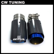 소리박 가변 가상 배기 1pcs 자동차 테일 파이프 광택 탄소 테일 엔드 블루 스테인레스 스틸 스트레이트 머플러 팁 플랜지 bmw f30 용 remus 로고 포함, 76-114mm