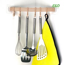 에브리데이 주방 접착식 조리도구 걸이 무타공 행거, 다용도행거 6구 그레이