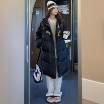 밀크 크로커다일 크라운 버클 롱 패딩 여동 키다리 빵 코트