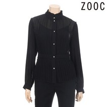 주크 진주버튼 프릴 블라우스 Z204MSC031 BK