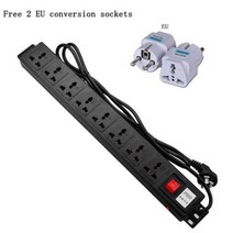 PDU 8 콘센트 금속 전원 스트립 서지 보호기 with1.8mextension 코드 250V 10A 2500W 19 인치 서버 랙 Distribu, 02 EU, 01 CHINA, 01 110-250 볼트 + 01 8